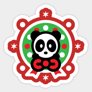 Panda Christmas Wreath Bambu Brand Holiday Present Snowman Winter Santa Snow Sticker